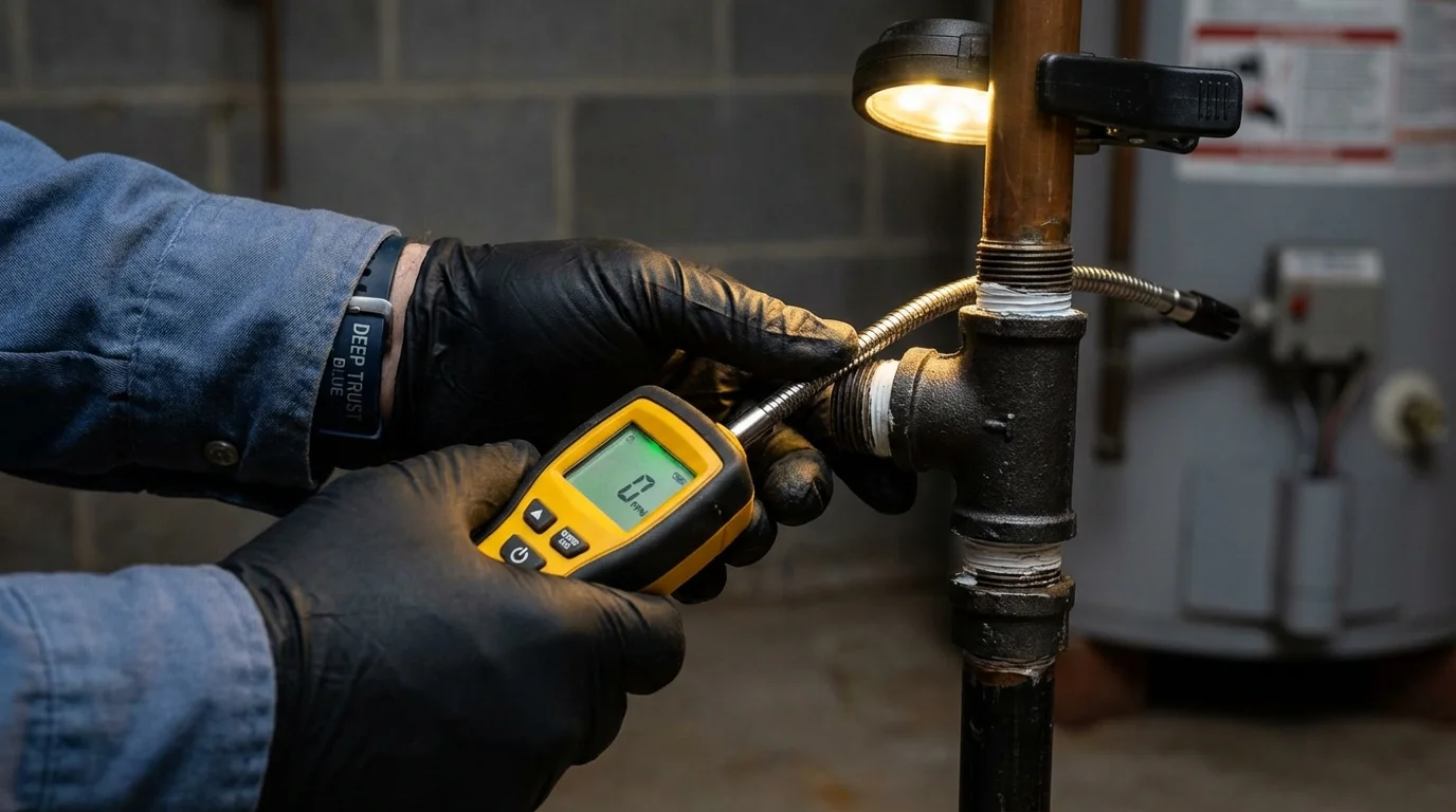 Gas leak detection with electronic sniffer by Johns Plumbing LLC in Elkton