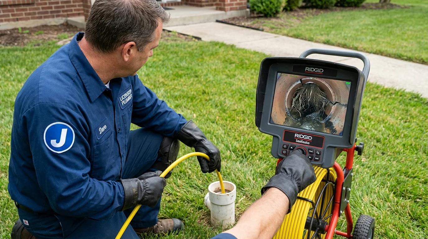 Sewer camera inspection being performed by Johns Plumbing LLC in Elkton