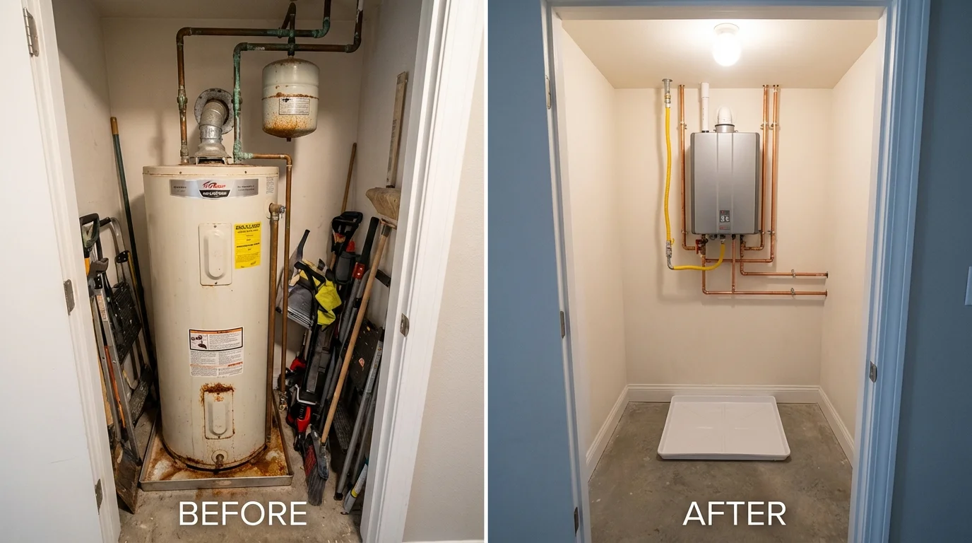 Tank water heater versus wall-mounted tankless unit comparison for Elkton, VA homeowners